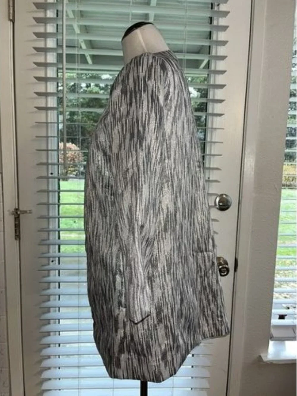 Chico's Silver and Black Striped Jacket